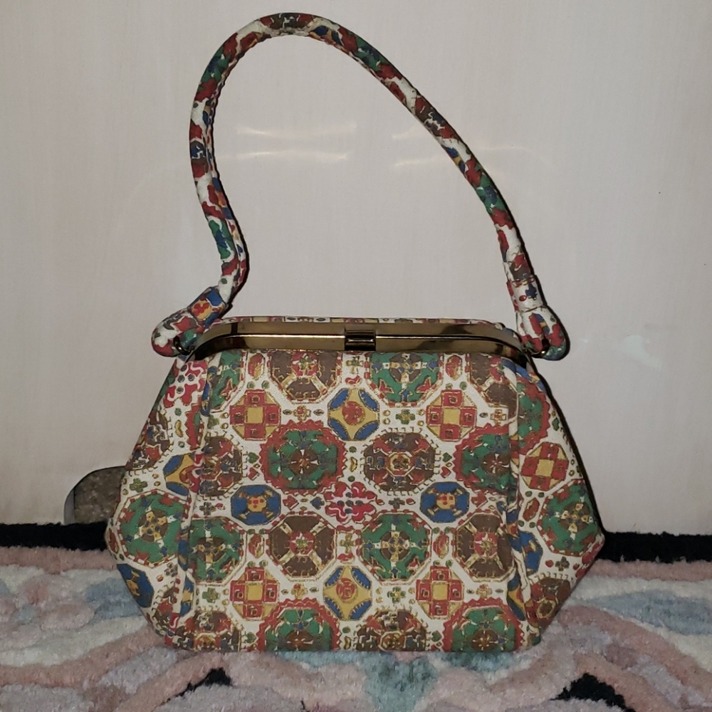 Vintage 50s-60s Medallion Print Handbag/Purse